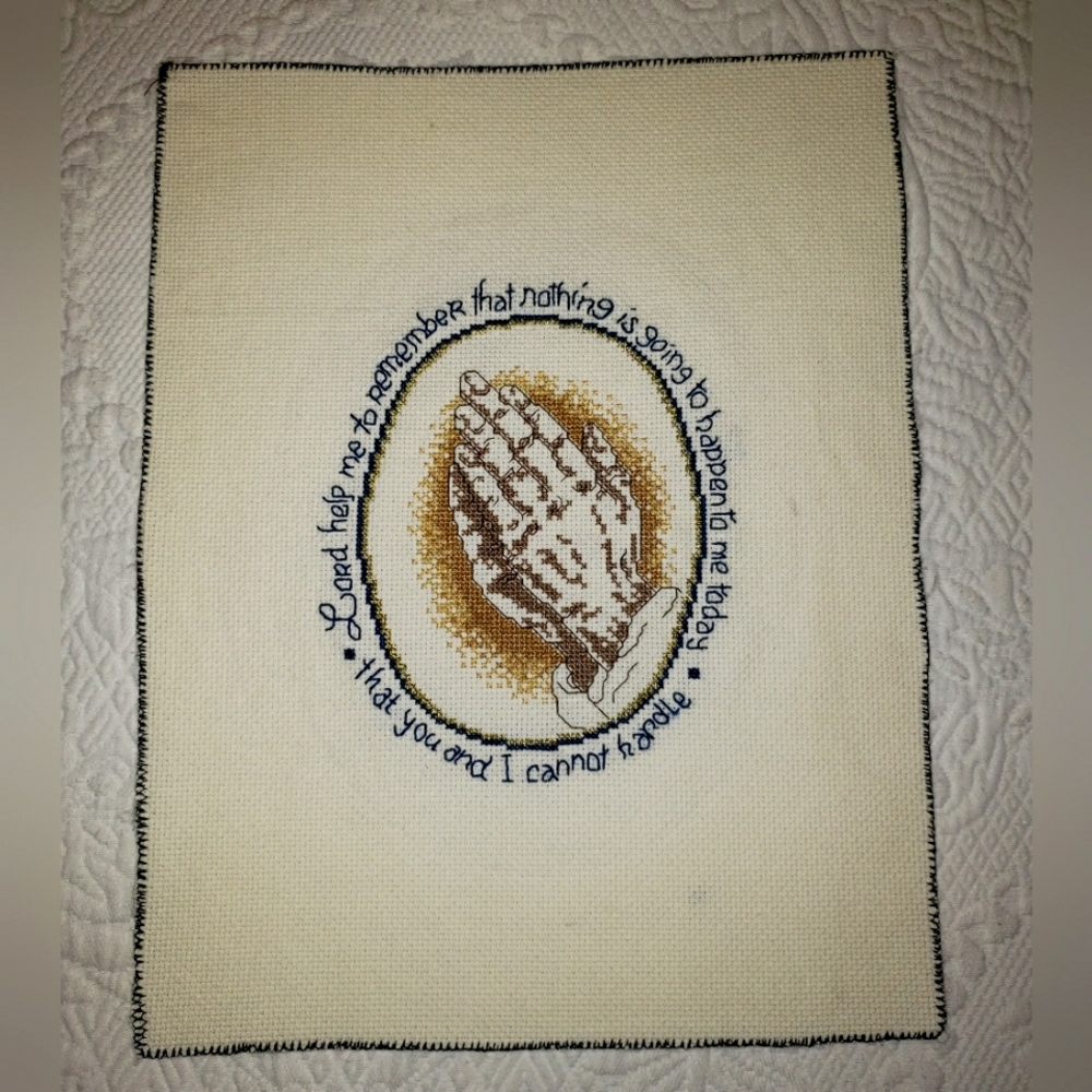 Vtg Hand Made Counted Cross Stitch Lord & I Can Handle